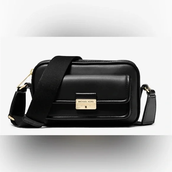 Michael Kors Bradshaw Extra-Small Black Leather Camera Crossbody Bag NWT - Picture 1 of 3